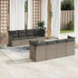 JUNG Vida 9-tlg. Garten-Sofagarnitur mit Kissen Grau Poly Rattan