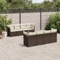 JUNG Vida 9-tlg. Garten-Sofagarnitur mit Kissen Braun Poly Rattan