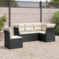 JUNG Vida 5-tlg. Garten-Sofagarnitur mit Kissen Schwarz Poly Rattan