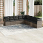 JUNG Vida 9-tlg. Garten-Sofagarnitur mit Kissen Grau Poly Rattan