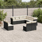 JUNG Vida 11-tlg. Garten-Sofagarnitur mit Kissen Schwarz Poly Rattan