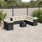 JUNG Vida 10-tlg. Garten-Sofagarnitur mit Kissen Schwarz Poly Rattan