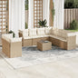 JUNG Vida 10-tlg. Garten-Sofagarnitur mit Kissen Beige Poly Rattan