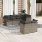 JUNG Vida 7-tlg. Garten-Sofagarnitur mit Kissen Grau Poly Rattan