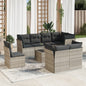 JUNG Vida 9-tlg. Garten-Sofagarnitur mit Kissen Hellgrau Poly Rattan