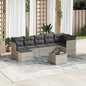 JUNG Vida 8-tlg. Garten-Sofagarnitur mit Kissen Hellgrau Poly Rattan