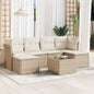 JUNG Vida 7-tlg. Garten-Sofagarnitur mit Kissen Beige Poly Rattan