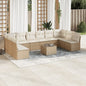 JUNG Vida 11-tlg. Garten-Sofagarnitur mit Kissen Beige Poly Rattan