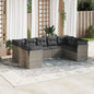JUNG Vida 9-tlg. Garten-Sofagarnitur mit Kissen Grau Poly Rattan