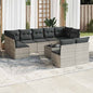 JUNG Vida 10-tlg. Garten-Sofagarnitur mit Kissen Hellgrau Poly Rattan