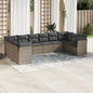 JUNG Vida 10-tlg. Garten-Sofagarnitur mit Kissen Grau Poly Rattan