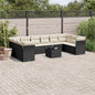 JUNG Vida 11-tlg. Garten-Sofagarnitur mit Kissen Schwarz Poly Rattan