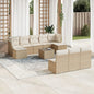 JUNG Vida 11-tlg. Garten-Sofagarnitur mit Kissen Beige Poly Rattan