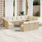 JUNG Vida 14-tlg. Garten-Sofagarnitur mit Kissen Beige Poly Rattan