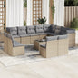 JUNG Vida 13-tlg. Garten-Sofagarnitur mit Kissen Beige Poly Rattan