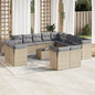 JUNG Vida 14-tlg. Garten-Sofagarnitur mit Kissen Beige Poly Rattan