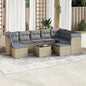 JUNG Vida 10-tlg. Garten-Sofagarnitur mit Kissen Beige Poly Rattan