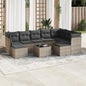 JUNG Vida 10-tlg. Garten-Sofagarnitur mit Kissen Grau Poly Rattan