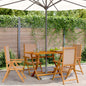 JUNG Vida Gartenstühle Verstellbar 4 Stk. Taupe Stoff und Massivholz