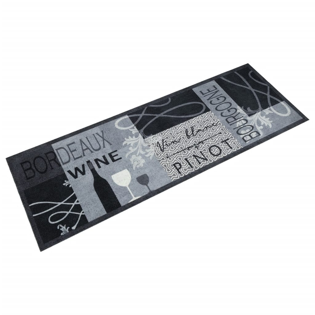 JUNG Vida Küchenteppich Waschbar Wein Grau 60x180 cm Samt