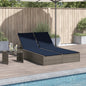 JUNG Vida Doppelte Sonnenliege mit Kissen Grau Poly Rattan