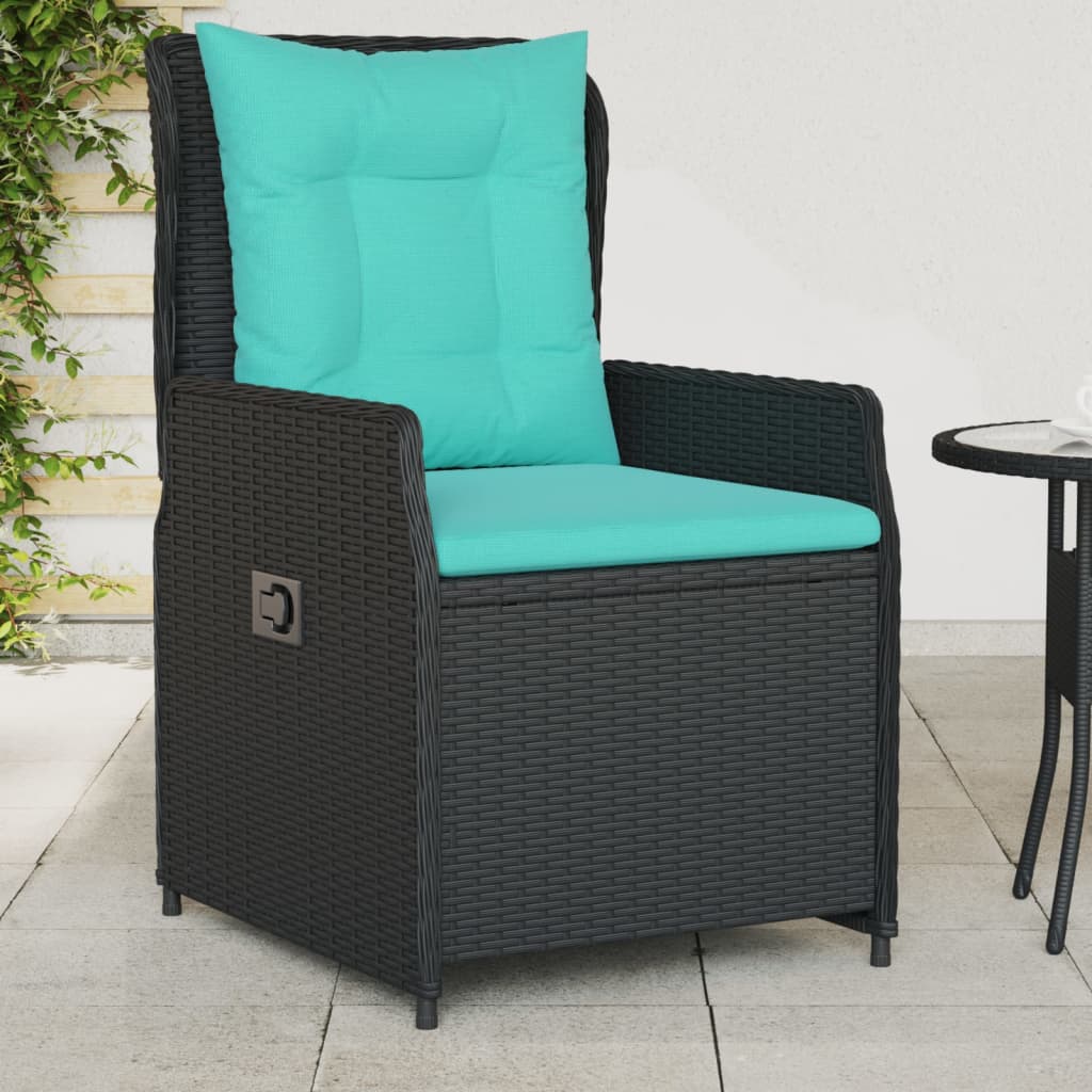 JUNG Vida Liegende Gartenstühle 2 Stk. Schwarz Poly Rattan