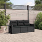 JUNG Vida 3-tlg. Garten-Sofagarnitur mit Kissen Schwarz Poly Rattan