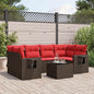JUNG Vida 7-teiliges Gartensofa-Set mit Kissen, braun, Polyrattan