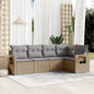 JUNG Vida 5-tlg. Garten-Sofagarnitur mit Kissen Beige Poly Rattan