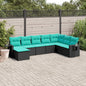JUNG Vida 8-teiliges Gartensofa-Set mit Kissen, schwarzes Polyrattan