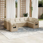 JUNG Vida 9-tlg. Garten-Sofagarnitur mit Kissen Beige Poly Rattan