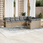 JUNG Vida 9-tlg. Garten-Sofagarnitur mit Kissen Beige Poly Rattan
