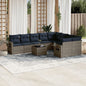 JUNG Vida 10-teiliges Gartensofa-Set mit Kissen, grau, Polyrattan