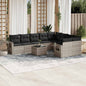 JUNG Vida 10-tlg. Garten-Sofagarnitur mit Kissen Hellgrau Poly Rattan