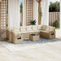 JUNG Vida 11-tlg. Garten-Sofagarnitur mit Kissen Beige Poly Rattan