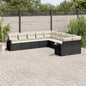 JUNG Vida 10-tlg. Garten-Sofagarnitur mit Kissen Schwarz Poly Rattan