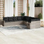 JUNG Vida 10-tlg. Garten-Sofagarnitur mit Kissen Hellgrau Poly Rattan