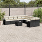 JUNG Vida 11-tlg. Garten-Sofagarnitur mit Kissen Schwarz Poly Rattan