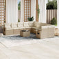 JUNG Vida 11-tlg. Garten-Sofagarnitur mit Kissen Beige Poly Rattan
