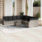 JUNG Vida 11-tlg. Garten-Sofagarnitur mit Kissen Hellgrau Poly Rattan