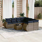 JUNG Vida 9-teiliges Gartensofa-Set mit Kissen, grau, Polyrattan