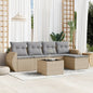 JUNG Vida 6-tlg. Garten-Sofagarnitur mit Kissen Beige Poly Rattan