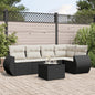 JUNG Vida 6-tlg. Garten-Sofagarnitur mit Kissen Schwarz Poly Rattan