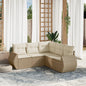 JUNG Vida 5-tlg. Garten-Sofagarnitur mit Kissen Beige Poly Rattan