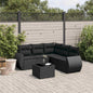 JUNG Vida 6-tlg. Garten-Sofagarnitur mit Kissen Schwarz Poly Rattan
