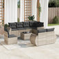 JUNG Vida 9-tlg. Garten-Sofagarnitur mit Kissen Hellgrau Poly Rattan