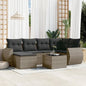 JUNG Vida 7-tlg. Garten-Sofagarnitur mit Kissen Grau Poly Rattan