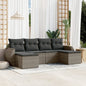JUNG Vida 6-tlg. Garten-Sofagarnitur mit Kissen Grau Poly Rattan