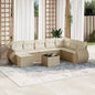 JUNG Vida 9-tlg. Garten-Sofagarnitur mit Kissen Beige Poly Rattan