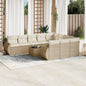 JUNG Vida 11-tlg. Garten-Sofagarnitur mit Kissen Beige Poly Rattan